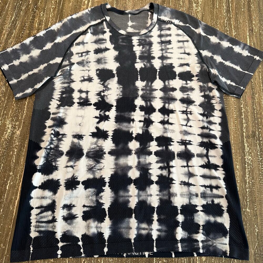 Lululemon Metal Vent Tech Short Sleeve Shirt 2.0 Shibori Tie Dye Black Mens XL